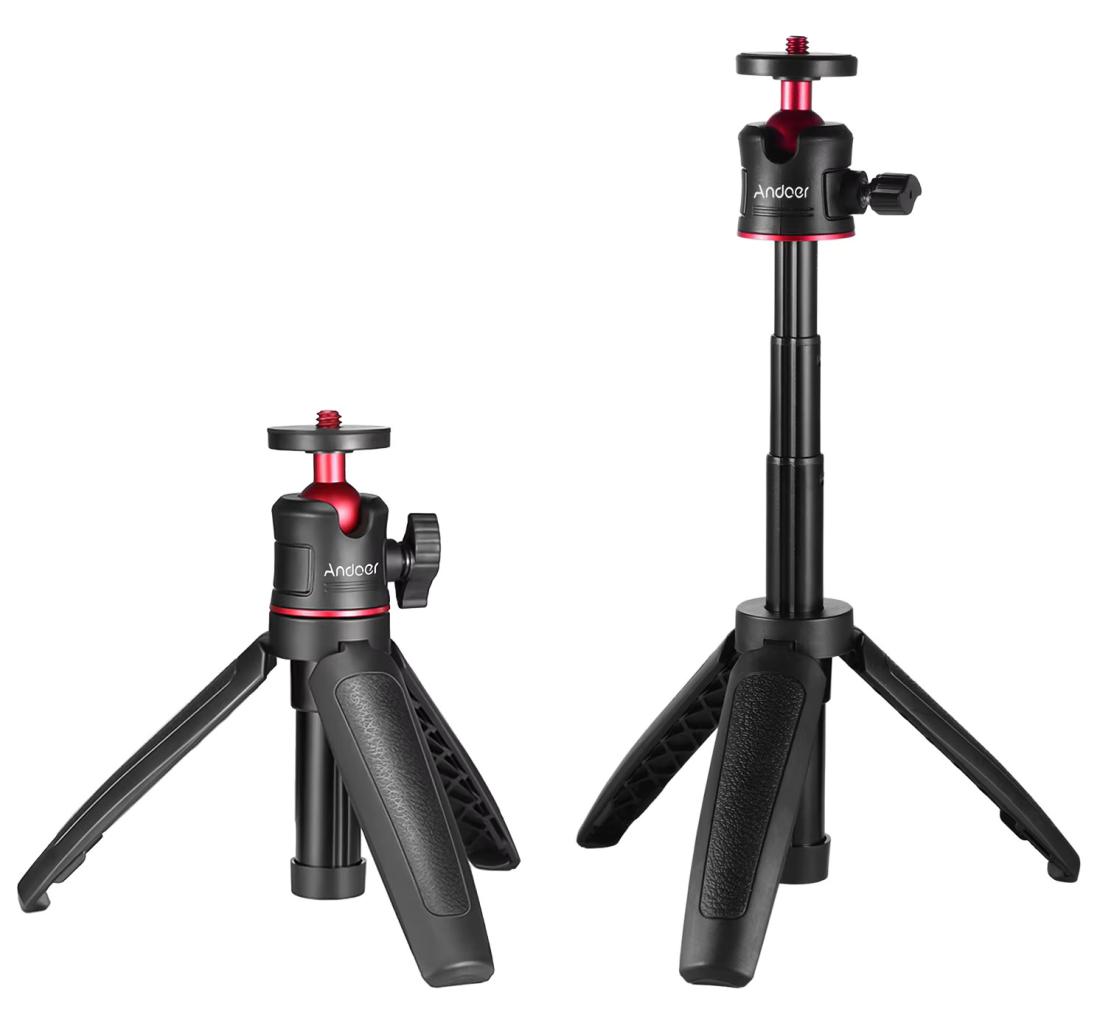 Small telecopic tripod with gimbal.