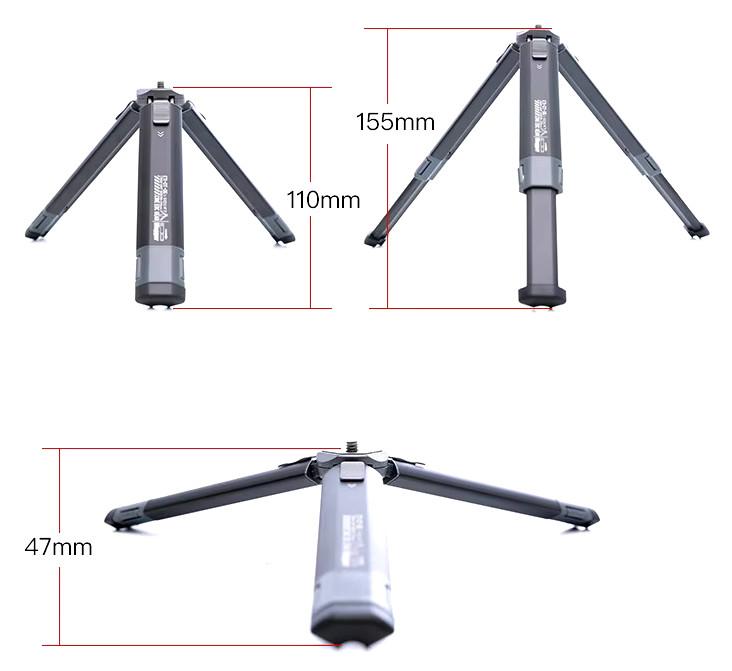 Compact and robust mini telecopic tripod.